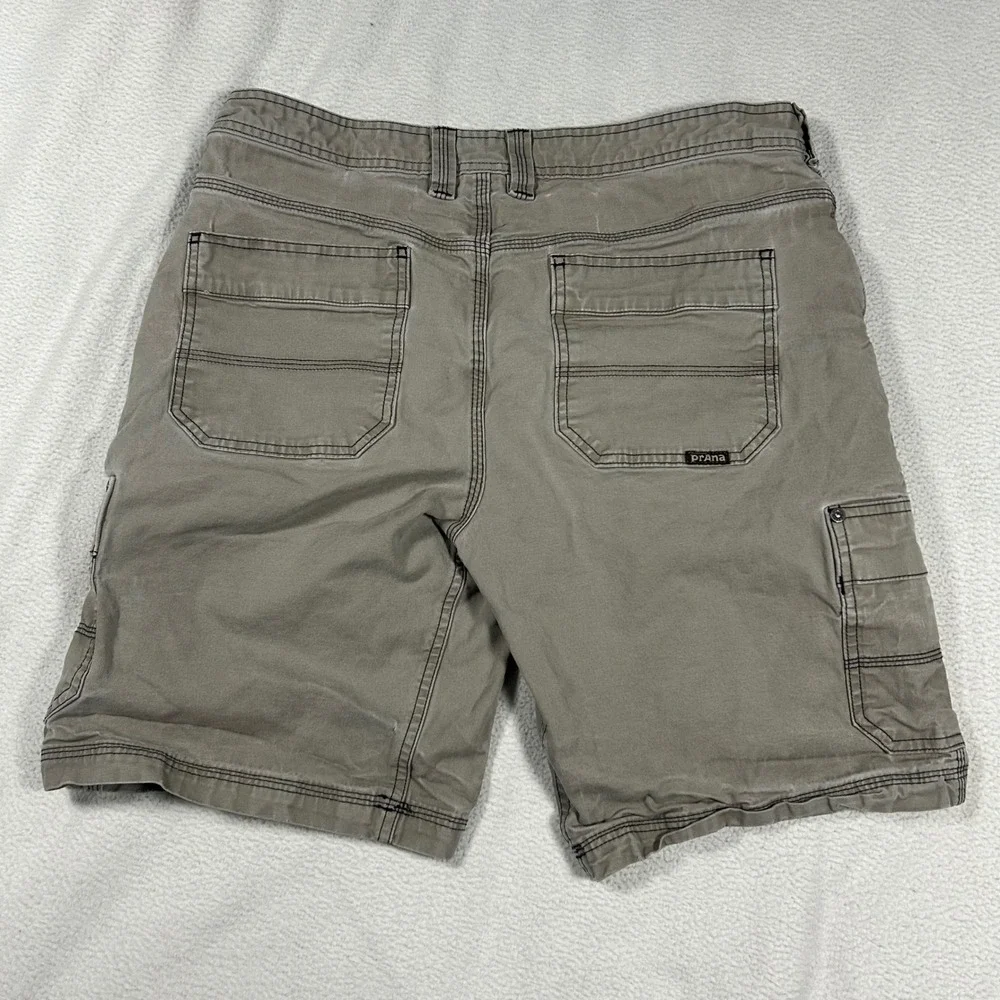Prana Zion Cargo Shorts Mens 32 Gray M3MURR116 Stretch Hiking Outdoor Utility